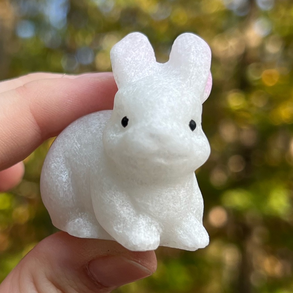 White Jade Rabbit Crystal Figurine - Picture 2 of 4